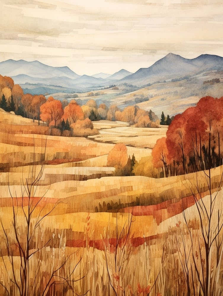 Autumn National Park Painting Pyrenees National Park 5