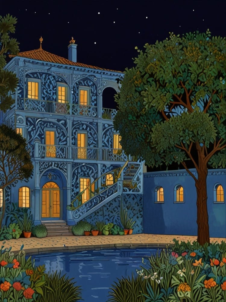 William Morris Blue House At Night