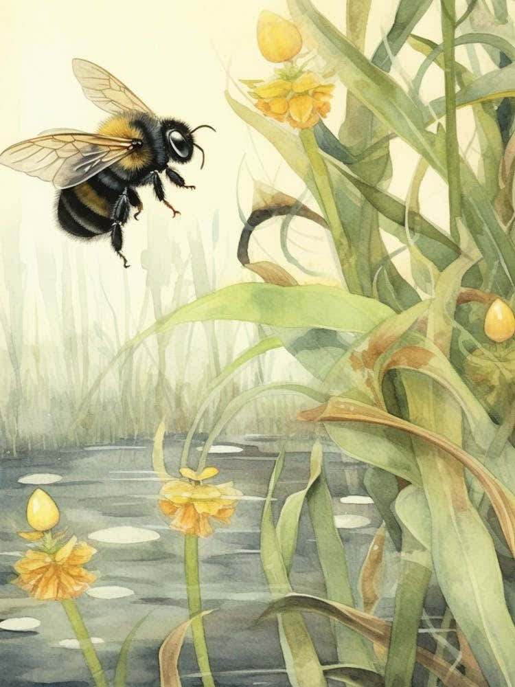 Saltmarsh Carpenter Bee Beehive Watercolour Illustration 3