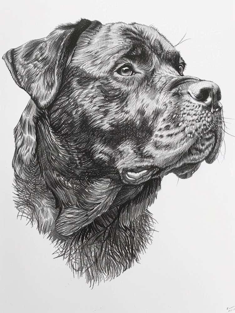 Rottweiler Dog Line Sketch4