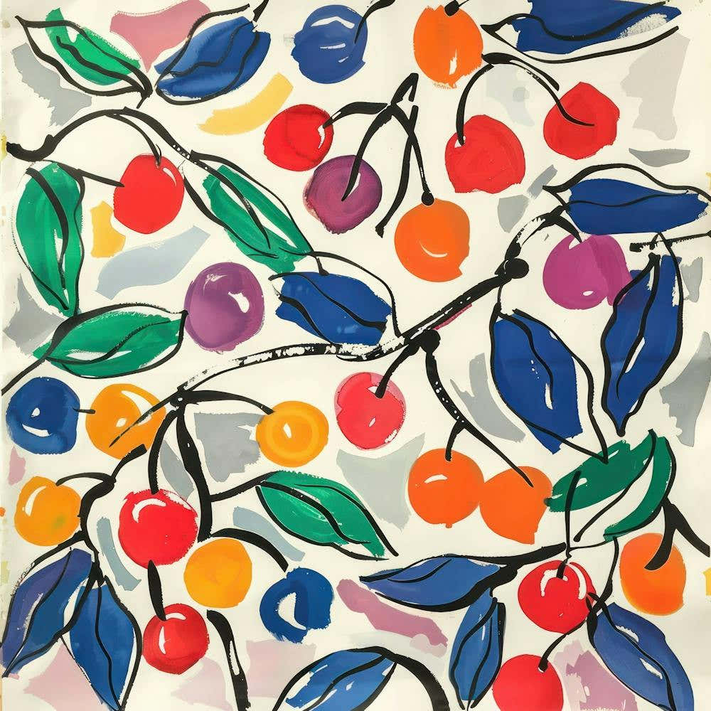 Summer Cherries Painting Matisse Style 8