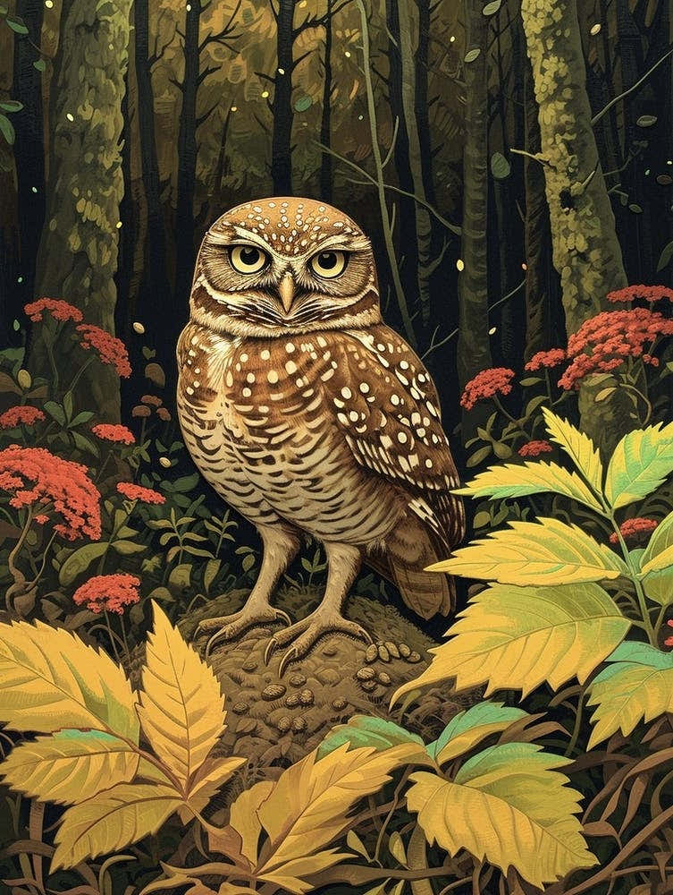 Burrowing Owl Relief Illustration 3
