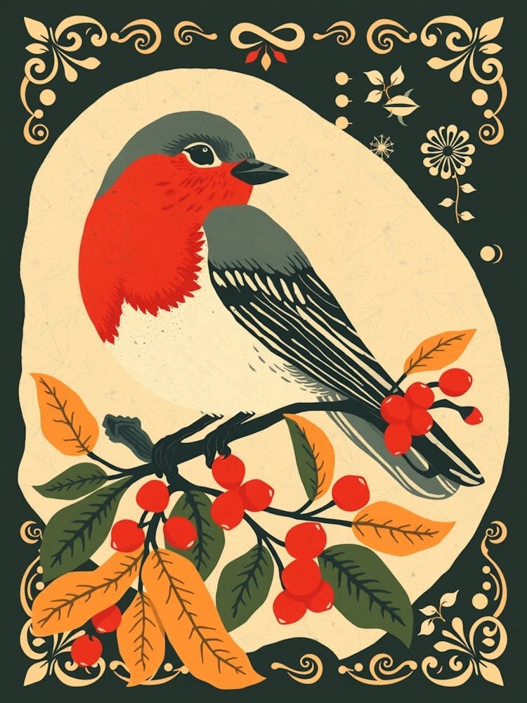 Flux Schnell An Artistic Illustration Of A Bird With A Redoran 2 (1)