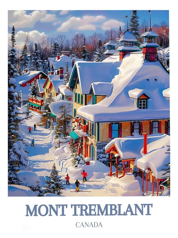 Mont Tremblant Print Laurentian Mountains Poster Tremblant Ski Resort Art Tremblant Decor Mont Tremblant Souvenir