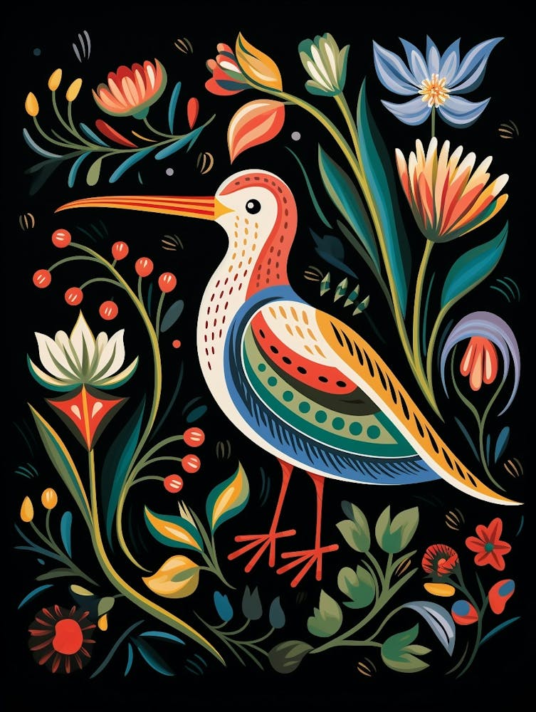 Folk Bird Illustration Dunlin 4