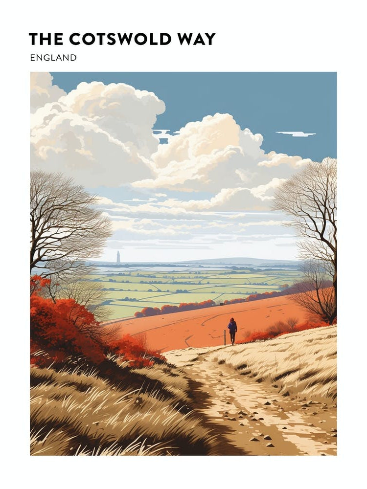 The Cotswold Way England 6 Hiking Trail Landscape Poster