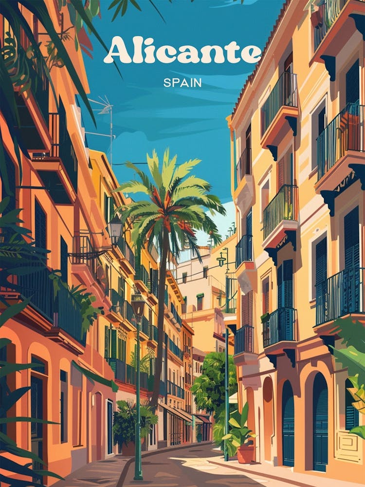 Alicante Spain Vibrant Digital Travel Art