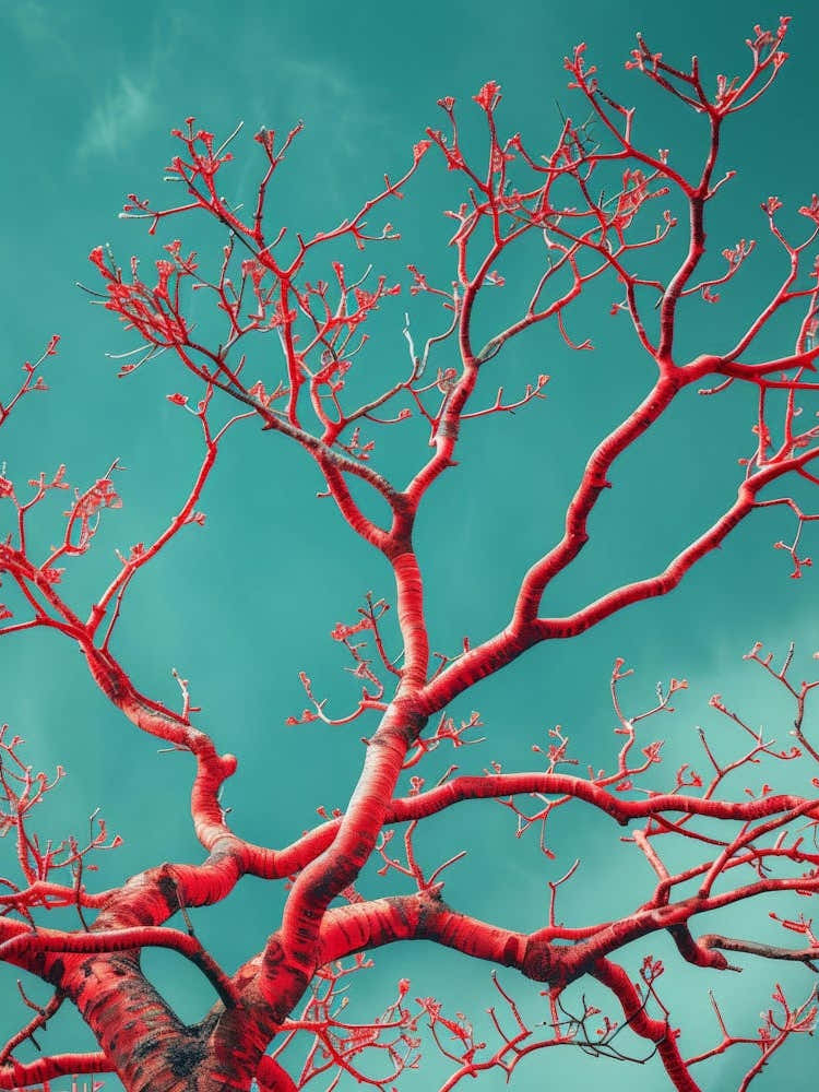 Red Tree Against Blue Sky 7