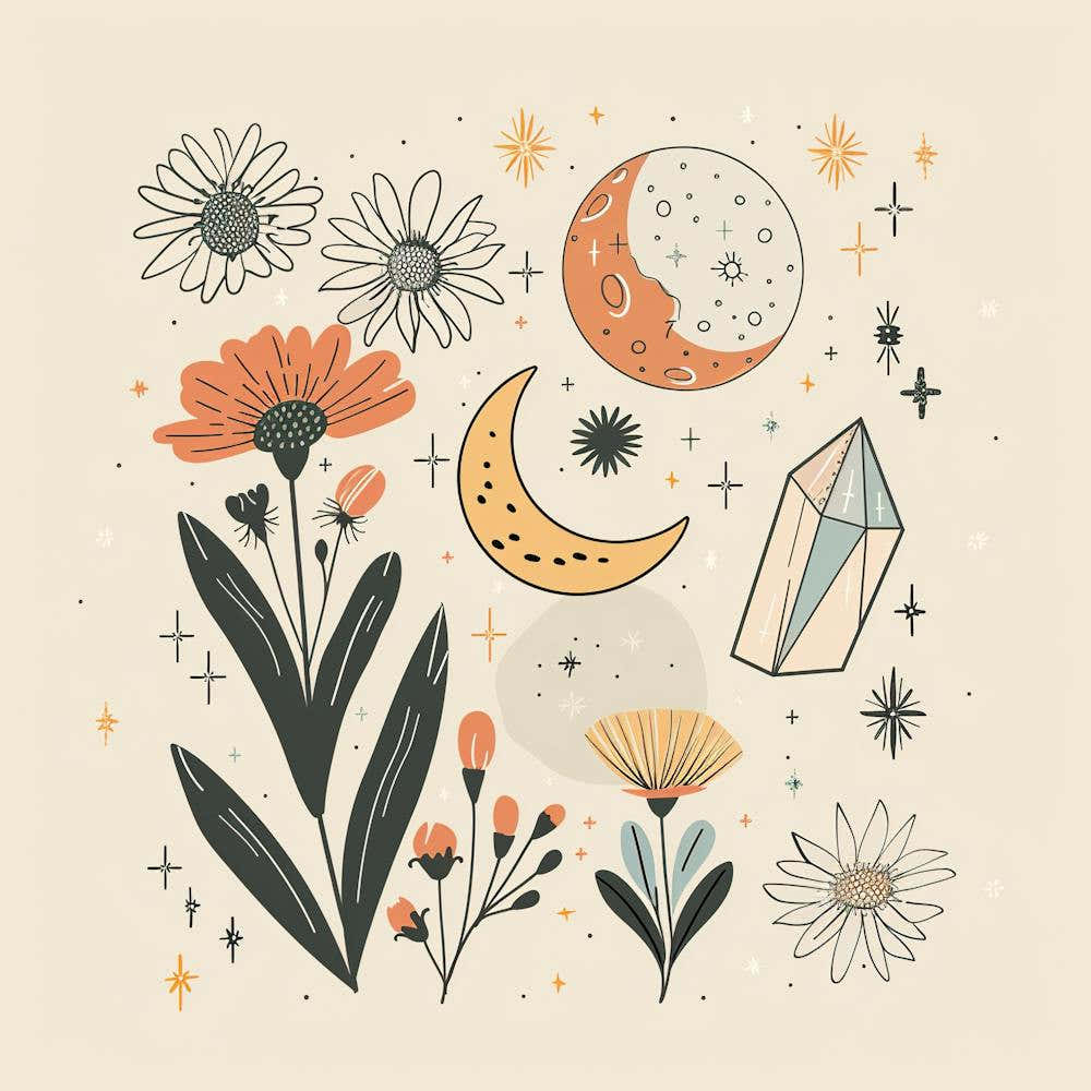 Minimalist Boho Celestial Moon 22