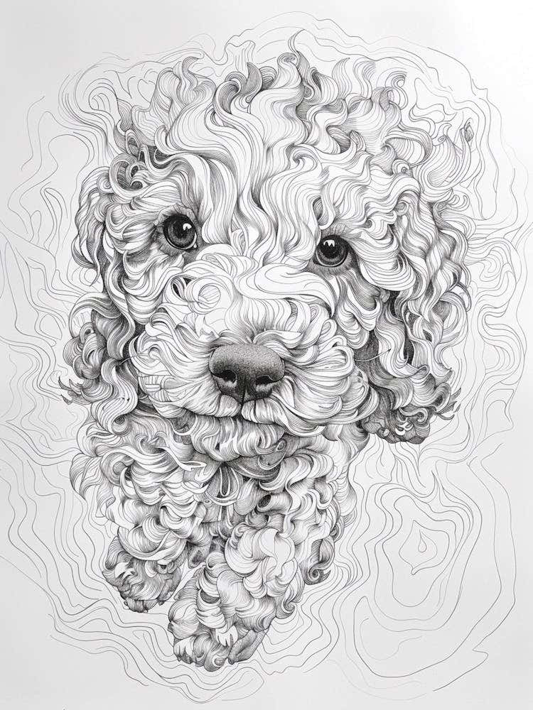 Lagotto Romagnolo Dog Line Sketch 3