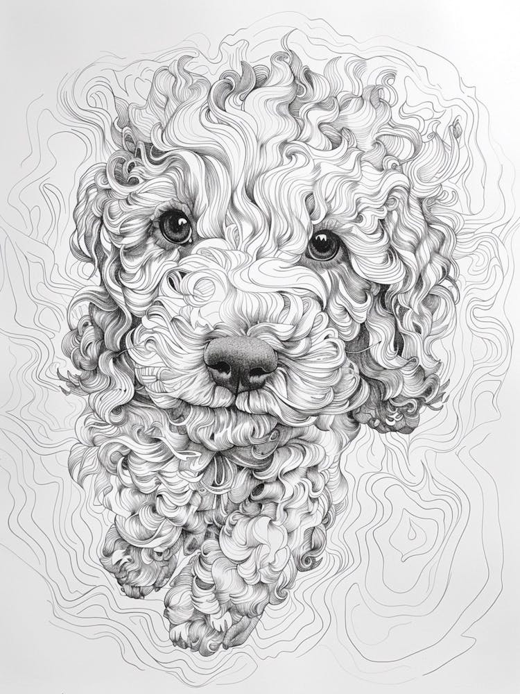 Lagotto Romagnolo Dog Line Sketch 3