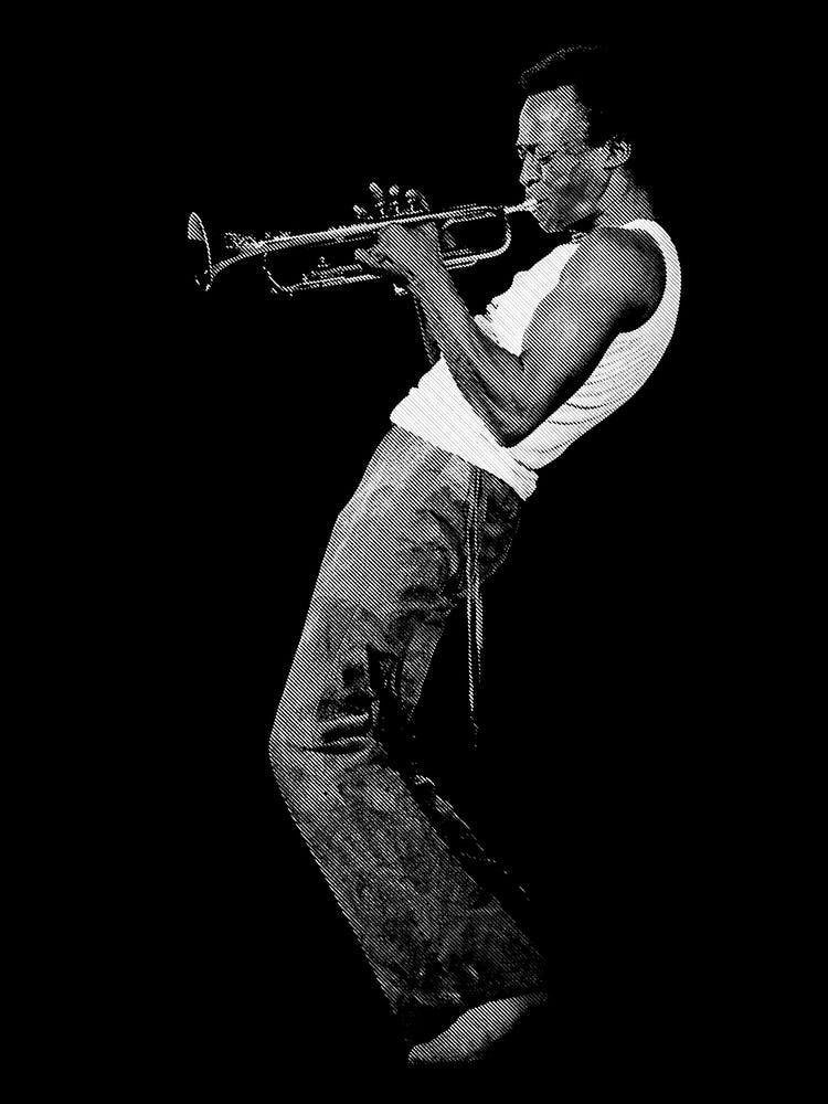 Miles Davis Jazz Trumpet Player Line Illustration