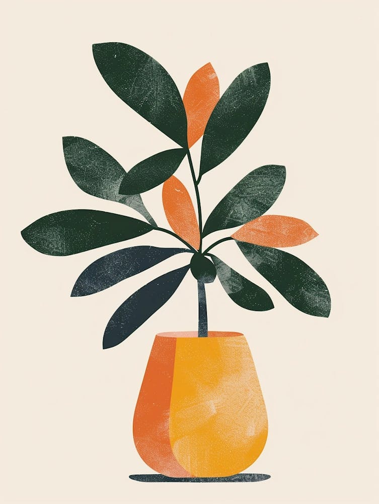 Money Tree Plant Minimalist Illustration 3