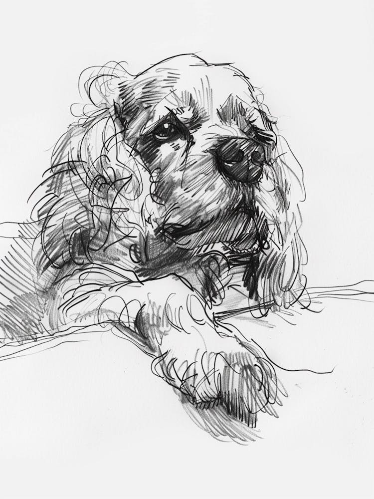 Clumber Spaniel Dog Line Sketch 4