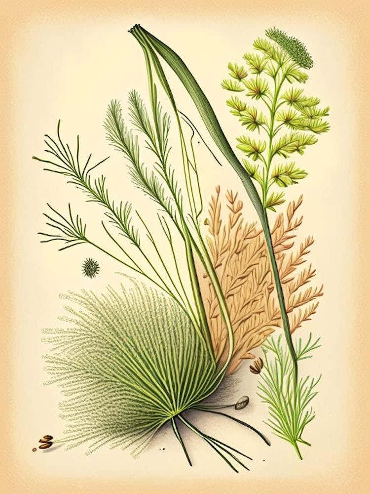 Fennel Seeds Spices And Herbs Retro Drawing 3