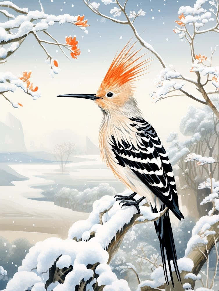 Winter Bird Painting Hoopoe 4