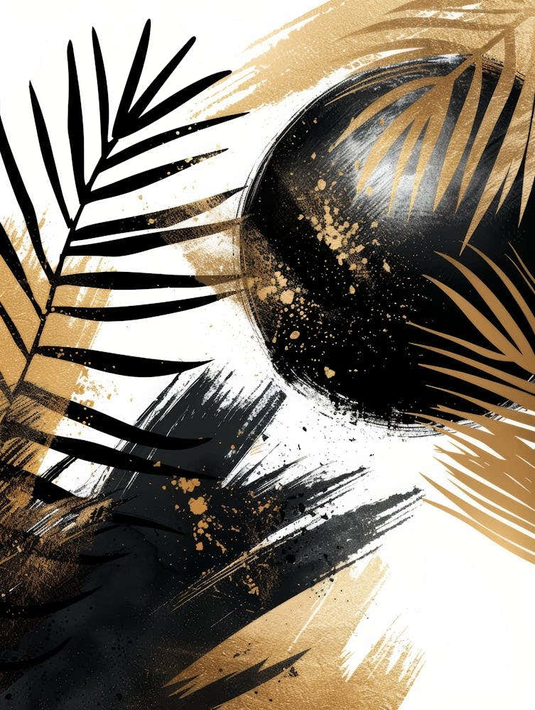 Gold And Black Abstract Painting 34