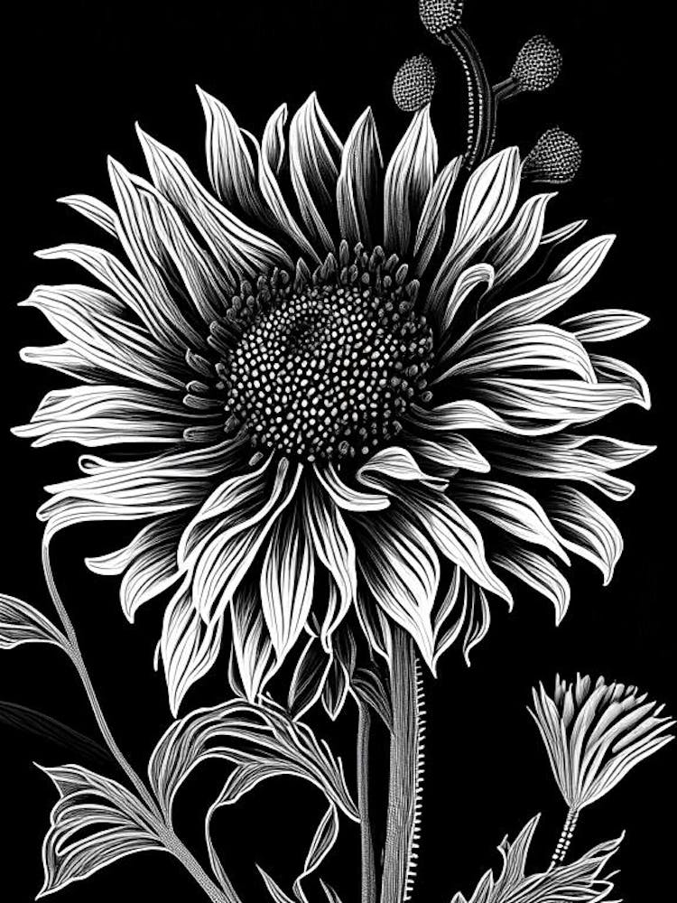 Blanket Flower Wildflower Linocut