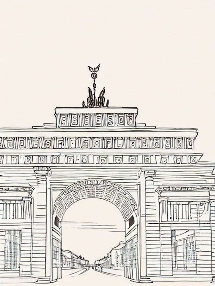 Brandenburg Gate 1 Berlin Boho Landmark Illustration