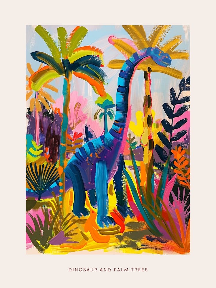 Abstract Colourful Palm Tree Painting Poster