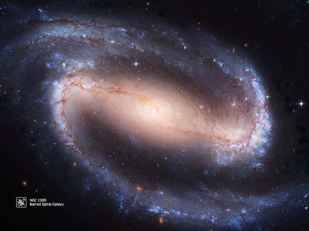 Barred Spiral Galaxy NGC 1300 — NASA Hubble Space Telescope — space poster