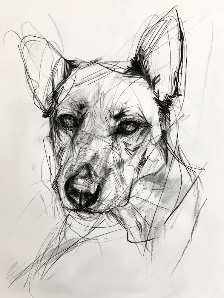 Minature Dog Charcoal Line 2