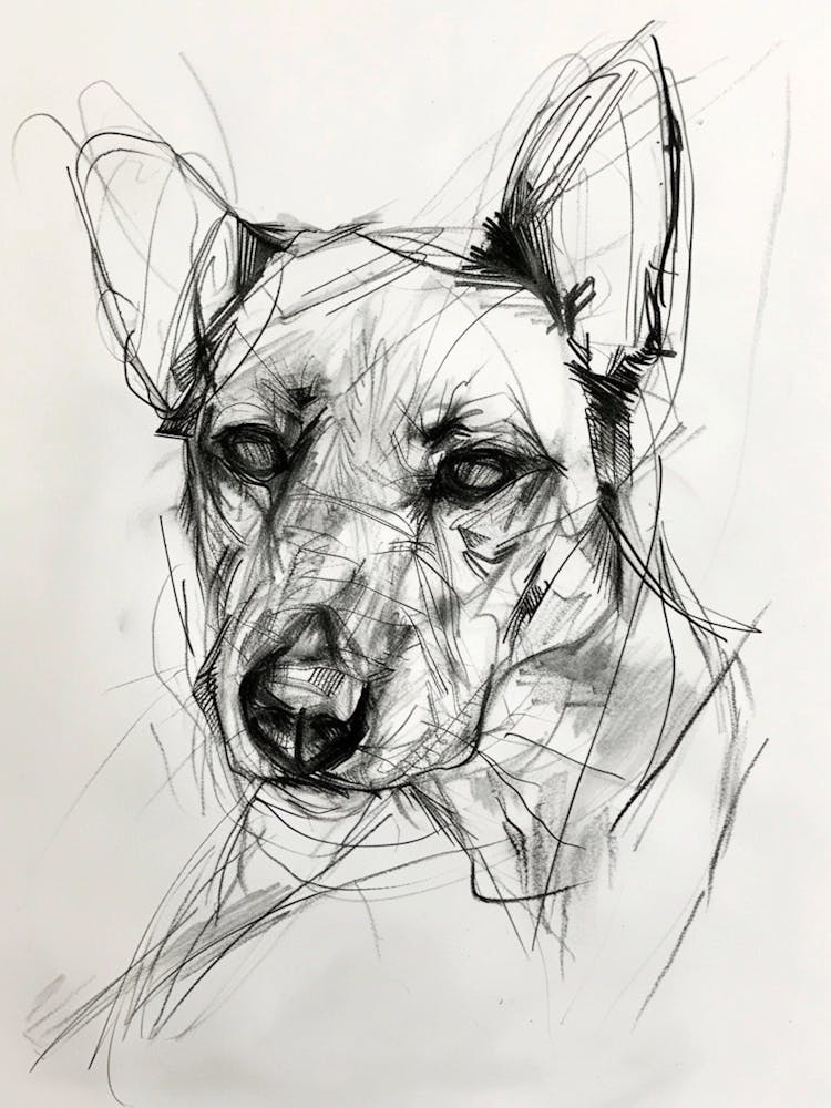 Minature Dog Charcoal Line 2