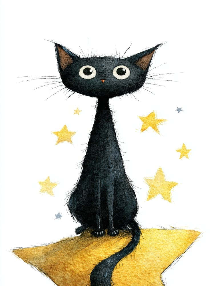 Black Cat On Star 1
