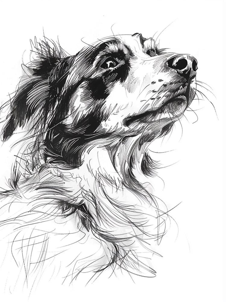 Black & White Dog Line Drawing 2