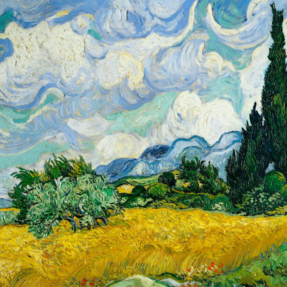 Wheat Field With Cypresses (1889) Vincent Van Gogh