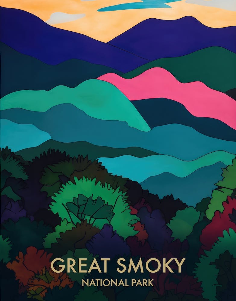 Great Smoky National Park Matisse Style Vintage Travel Poster 2