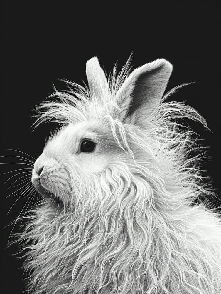 English Angora Rabbit Minimalist Illustration 2