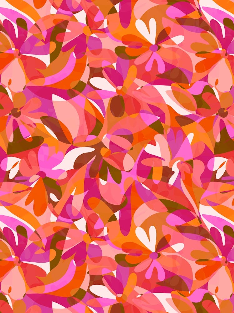 Abstract Flowers - Orange