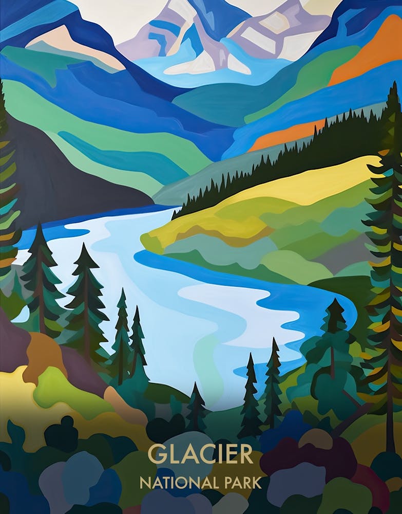 Glacier National Park Travel Poster Matisse Style 1