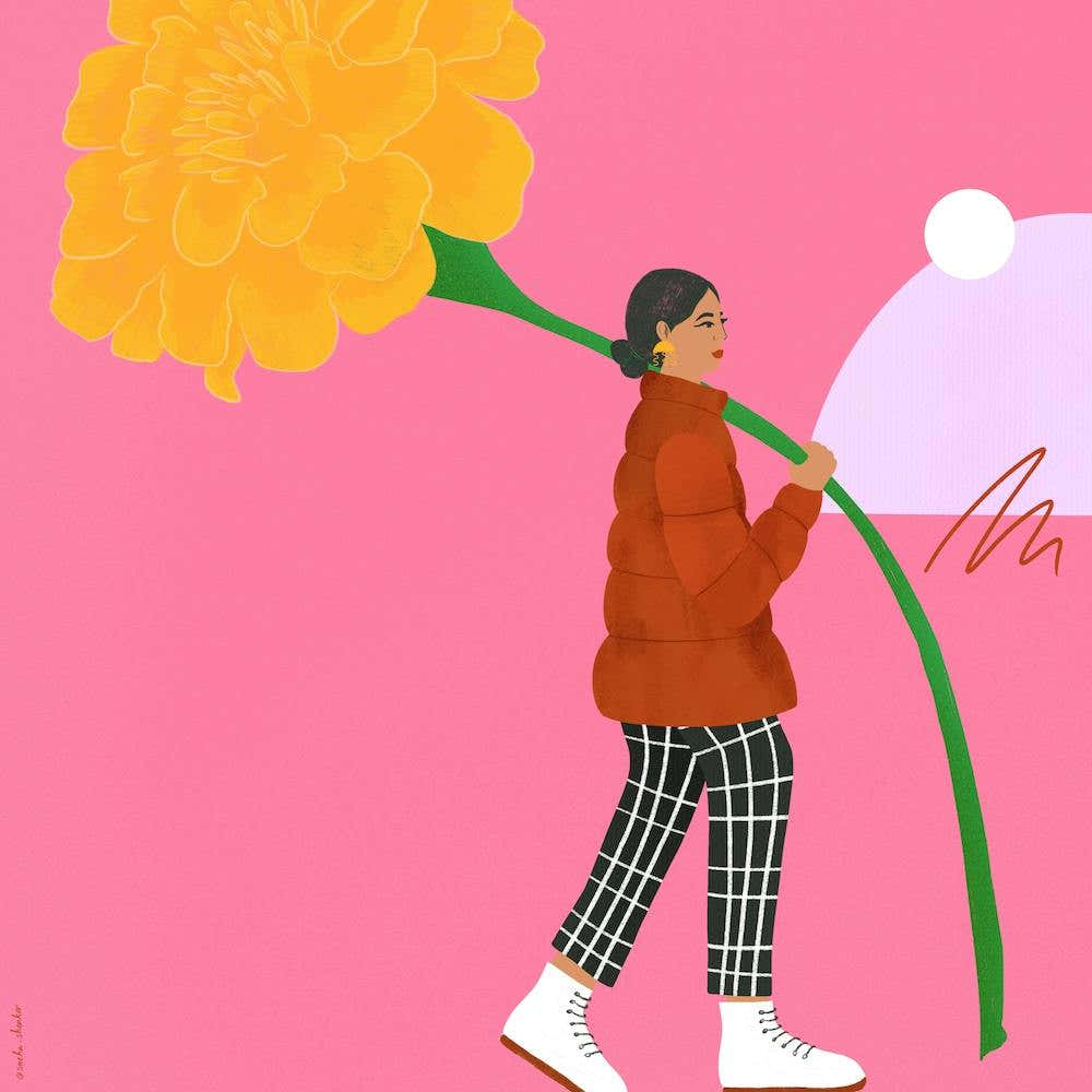 Carrying Flowers Not Pressure Square