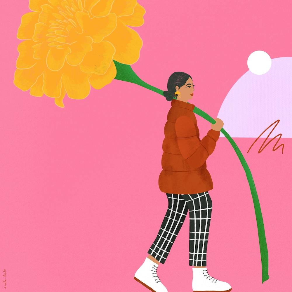 Carrying Flowers Not Pressure Square