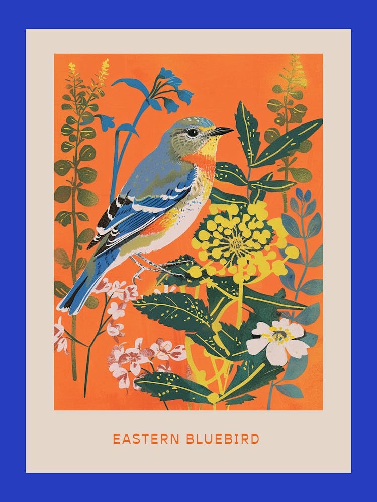 Spring Birds Poster Eastern Bluebird 1