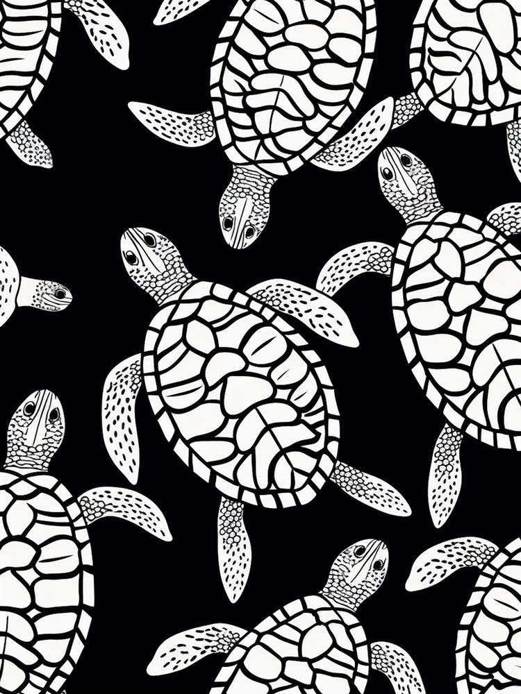 Sea Turtle Pattern Black And White