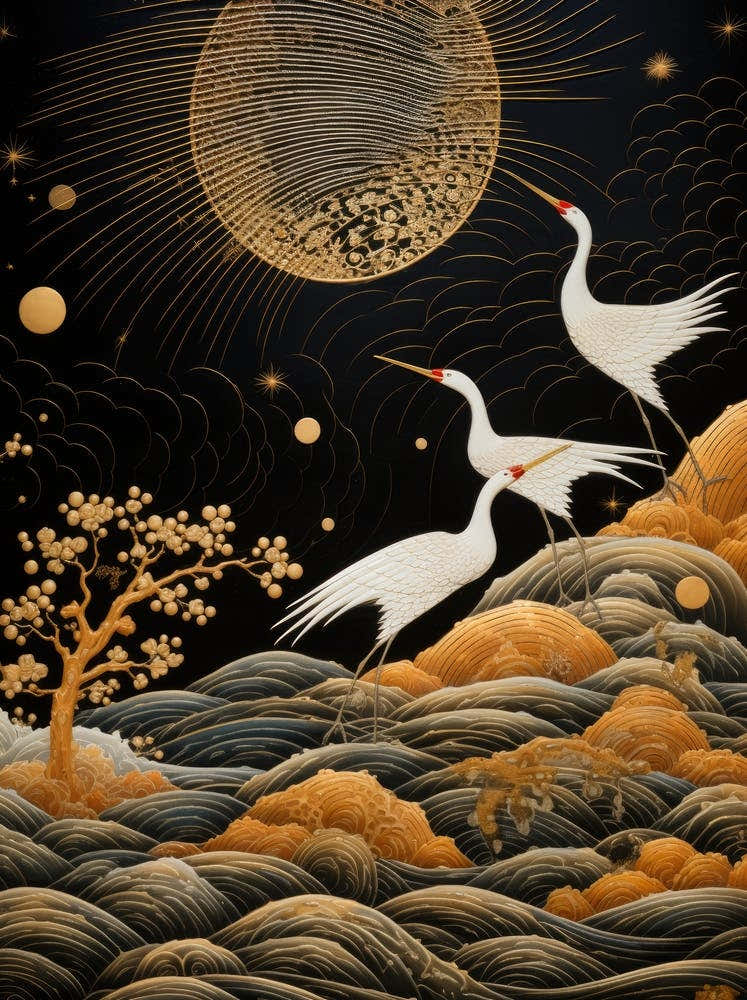 Cranes In The Moonlight