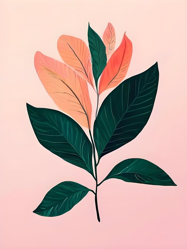 Pink Leaves On Pink Background