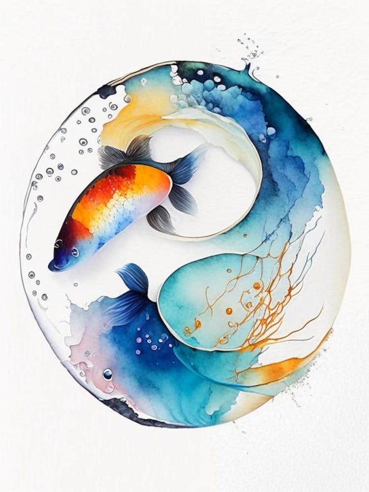 Fish 2 Yin And Yang Watercolour