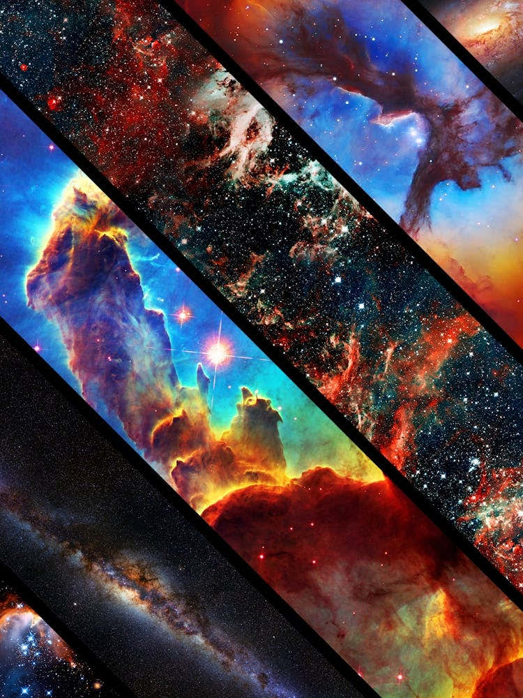 Space collage: nebula mashups — space poster