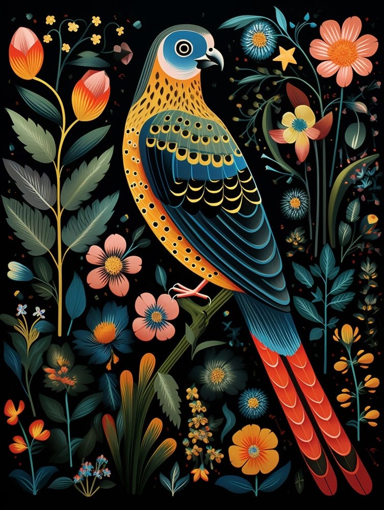 Folk Bird Illustration American Kestrel 2