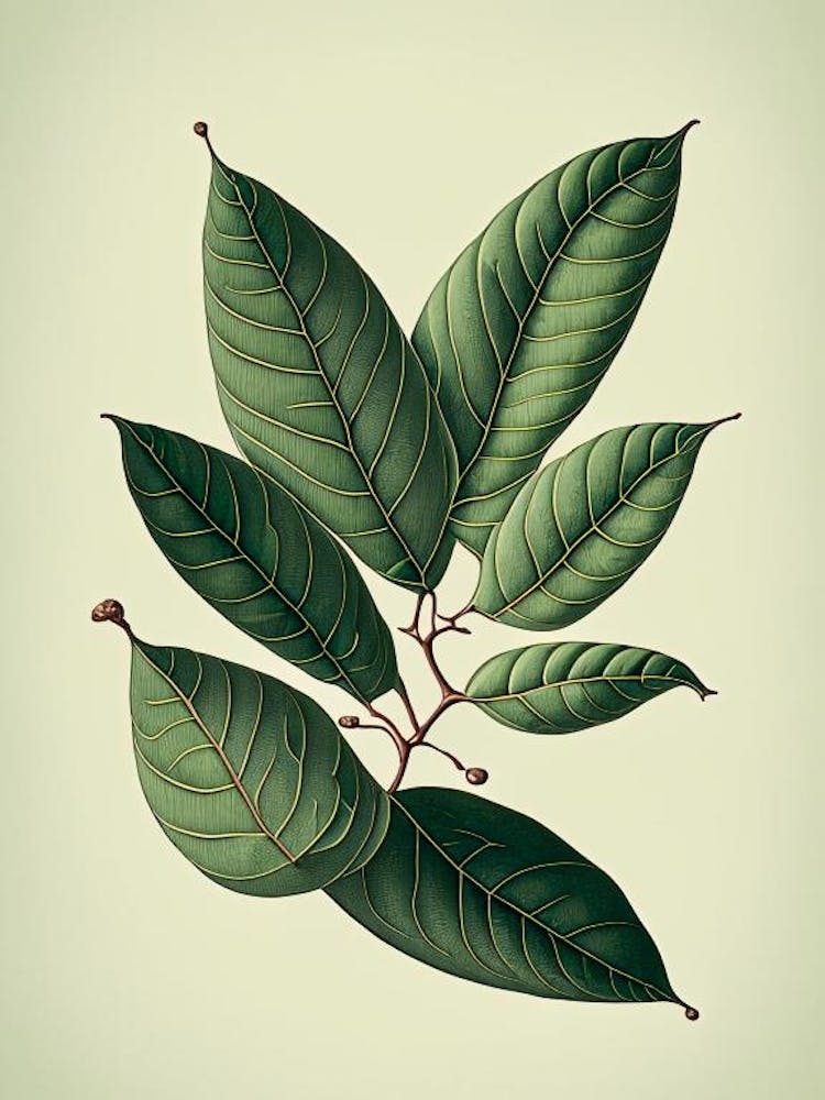 Wax Myrtle Leaf Vintage Botanical 1