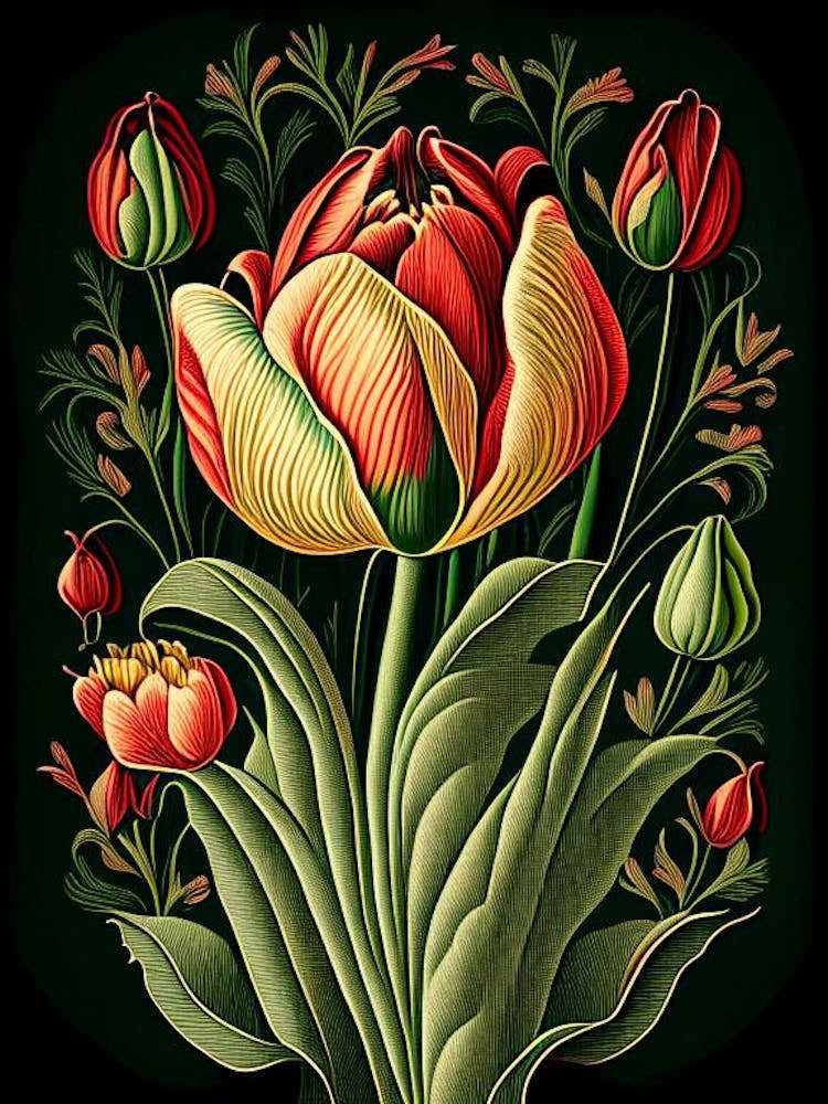Tulip Floral 1 Botanical Vintage Poster Flower