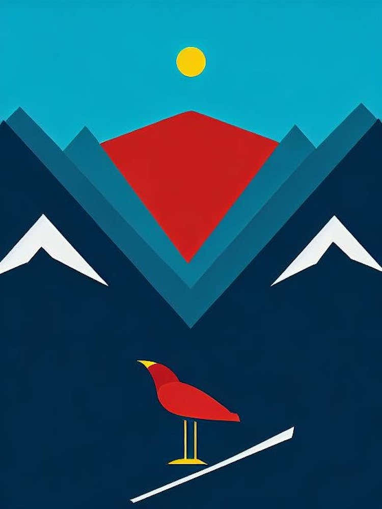 Snowbird, Usa Modern Illustration Skiing Poster