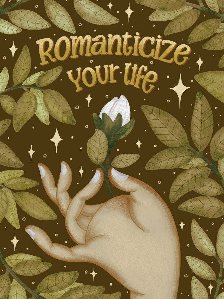 Boho brown flower art illustration