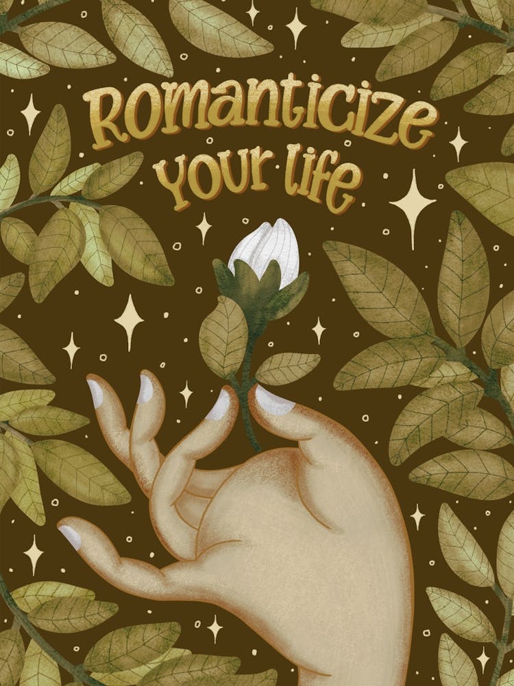 Boho brown flower art illustration