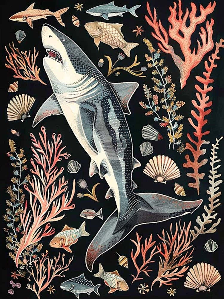 Bigeye Thresher Shark Black Seascape