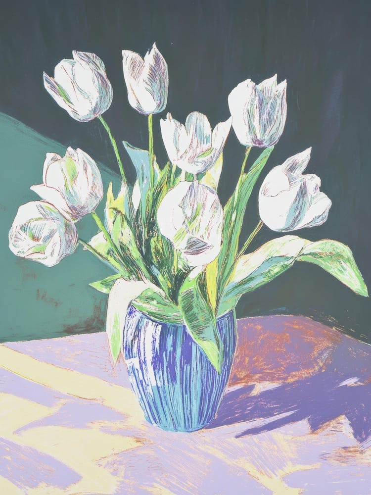 Tulips In A Blue Vase 6